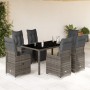 Mesita y sillas jardín 7 piezas y cojines ratán sintético gris de , Conjuntos de jardín - Ref: Foro24-3277168, Precio: 997,54...