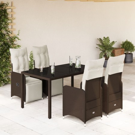 Mesita y sillas jardín 5 pzas y cojines ratán sintético marrón de , Conjuntos de jardín - Ref: Foro24-3277189, Precio: 643,43...