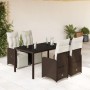 Mesita y sillas jardín 5 pzas y cojines ratán sintético marrón de , Conjuntos de jardín - Ref: Foro24-3277189, Precio: 643,43...