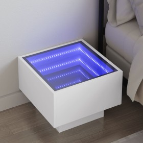 Mesita de noche con LED Infinity blanca 40x40x30 cm de , Mesitas de noche - Ref: Foro24-3284063, Precio: 88,37 €, Descuento: %