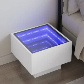 Mesita de noche con LED Infinity blanca 40x40x30 cm de , Mesitas de noche - Ref: Foro24-3284063, Precio: 86,65 €, Descuento: %