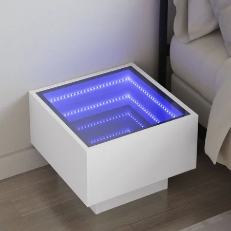 Mesita de noche con LED Infinity blanca 40x40x30 cm de , Mesitas de noche - Ref: Foro24-3284063, Precio: 86,65 €, Descuento: %