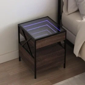 Mesita de noche con Infinity LED marrón roble 40x40x51 cm de , Mesitas de noche - Ref: Foro24-3284105, Precio: 88,55 €, Descu...