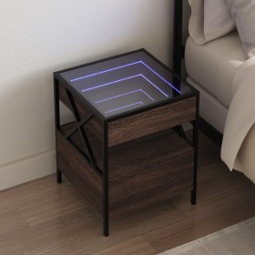 Mesita de noche con Infinity LED marrón roble 40x40x51 cm de , Mesitas de noche - Ref: Foro24-3284105, Precio: 89,99 €, Descu...