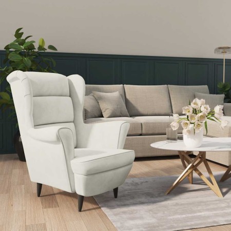 Sillón de terciopelo blanco crema en Sillones | Comprar online en Foru.es