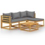 Set muebles de jardín 5 pzas con cojines madera maciza acacia de , Conjuntos de jardín - Ref: Foro24-3098667, Precio: 468,35 ...