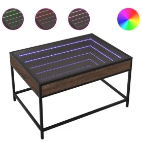 Mesa de centro con Infinity LED marrón roble 70x50x41 cm de , Mesas de centro - Ref: Foro24-847686, Precio: 87,73 €, Descuent...