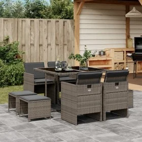 Set comedor jardín 9 pzas y cojines ratán sintético gris de , Conjuntos de jardín - Ref: Foro24-3210596, Precio: 446,31 €, De...
