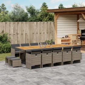 Set comedor de jardín con cojines 15 pzas ratán sintético gris de , Conjuntos de jardín - Ref: Foro24-3210638, Precio: 1,00 €...