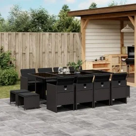 Set comedor de jardín con cojines 13 pzas ratán sintético negro de , Conjuntos de jardín - Ref: Foro24-3210619, Precio: 840,2...