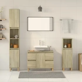 Set de muebles de baño 3 pzas madera contrachapada roble Sonoma de , Muebles de baño - Ref: Foro24-3307671, Precio: 208,57 €,...