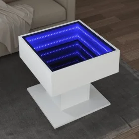Mesa de centro con luz LED madera ingeniería blanca 50x50x45 cm by , Coffee table - Ref: Foro24-847525, Price: 95,23 €, Disco...