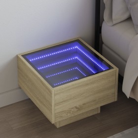 Mesita de noche con Infinity LED roble Sonoma 40x40x30 cm de , Mesitas de noche - Ref: Foro24-3284065, Precio: 63,82 €, Descu...
