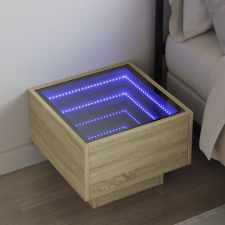 Mesita de noche con Infinity LED roble Sonoma 40x40x30 cm de , Mesitas de noche - Ref: Foro24-3284065, Precio: 63,82 €, Descu...
