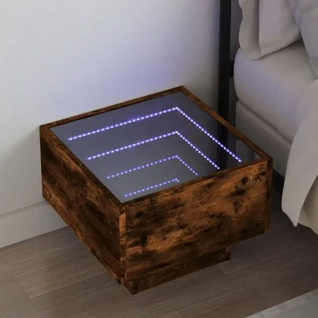 Mesita de noche con Infinity LED roble ahumado 40x40x30 cm de , Mesitas de noche - Ref: Foro24-3284067, Precio: 68,12 €, Desc...