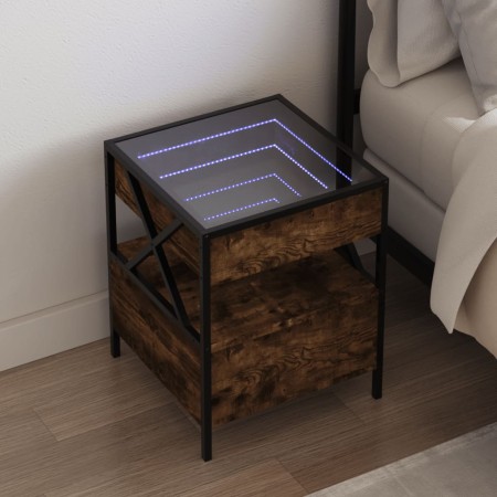 Mesita de noche con Infinity LED roble ahumado 40x40x51 cm de , Mesitas de noche - Ref: Foro24-3284103, Precio: 77,83 €, Desc...