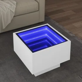 Mesa auxiliar con luz LED madera ingeniería blanco 40x40x30 cm de , Mesas de centro - Ref: Foro24-847497, Precio: 86,65 €, De...