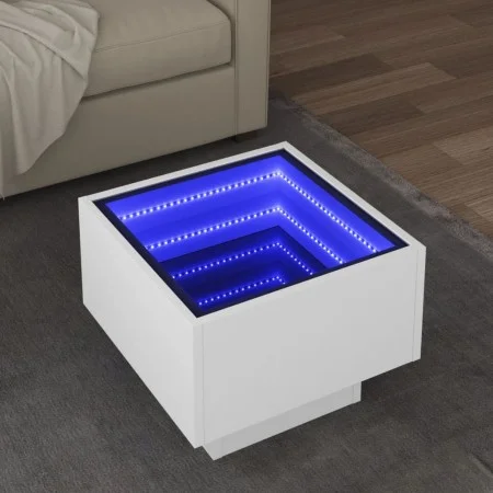 Mesa auxiliar con luz LED madera ingeniería blanco 40x40x30 cm de , Mesas de centro - Ref: Foro24-847497, Precio: 86,65 €, De...