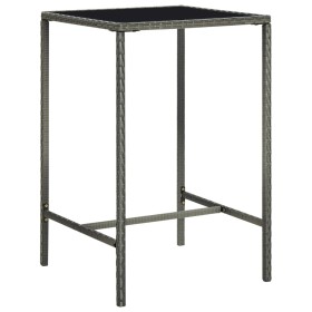 Mesa alta de jardín ratán sintético y vidrio gris 70x70x110 cm de vidaXL, Mesas de jardín - Ref: Foro24-313459, Precio: 71,55...