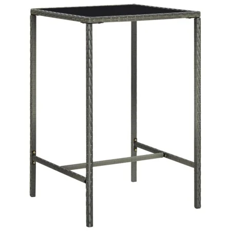 Mesa alta de jardín ratán sintético y vidrio gris 70x70x110 cm de vidaXL, Mesas de jardín - Ref: Foro24-313459, Precio: 71,00...