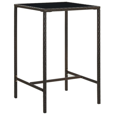 Mesa alta de jardín ratán sintético y vidrio marrón 70x70x110 cm de vidaXL, Mesas de jardín - Ref: Foro24-313457, Precio: 87,...
