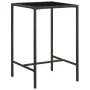 Mesa alta de jardín ratán sintético y vidrio marrón 70x70x110 cm de vidaXL, Mesas de jardín - Ref: Foro24-313457, Precio: 86,...