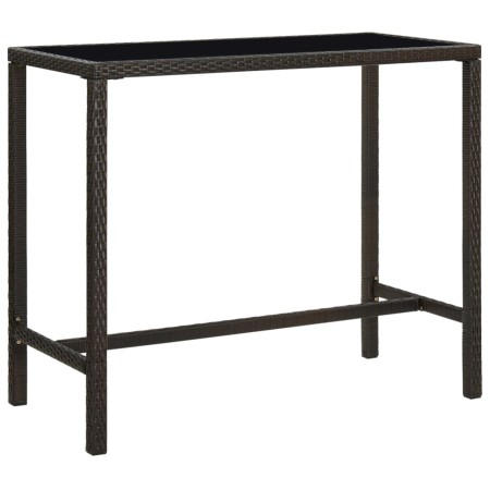 Mesa alta de jardín ratán sintético y vidrio marrón 130x60x110cm de vidaXL, Mesas de jardín - Ref: Foro24-313460, Precio: 87,...