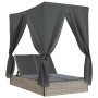 Tumbona doble con techo y cortinas ratán sintético gris claro de , Tumbonas - Ref: Foro24-368077, Precio: 303,30 €, Descuento: %