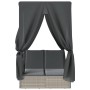 Tumbona doble con techo y cortinas ratán sintético gris claro de , Tumbonas - Ref: Foro24-368077, Precio: 303,30 €, Descuento: %