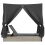 Tumbona doble con techo y cortinas ratán sintético gris claro de , Tumbonas - Ref: Foro24-368077, Precio: 303,30 €, Descuento: %