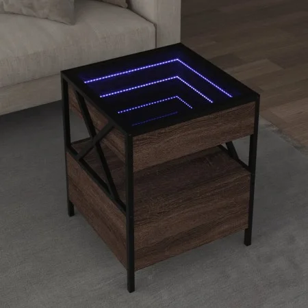 Mesa de centro con Infinity LED marrón roble 40x40x51 cm de , Mesas de centro - Ref: Foro24-847721, Precio: 88,55 €, Descuent...