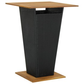 Mesa alta ratán sintético y madera de acacia negro 80x80x110 cm de vidaXL, Mesas de jardín - Ref: Foro24-313465, Precio: 228,...