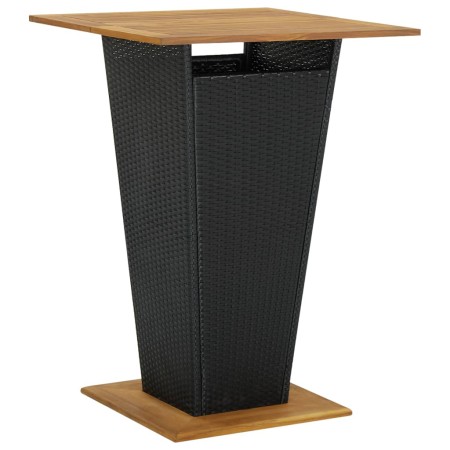 Mesa alta ratán sintético y madera de acacia negro 80x80x110 cm de vidaXL, Mesas de jardín - Ref: Foro24-313465, Precio: 228,...