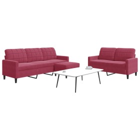 Juego de sofás con cojines 3 piezas terciopelo rojo tinto de , Sofás - Ref: Foro24-3278405, Precio: 525,38 €, Descuento: %