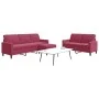 Three-piece velvet sofa set with red wine cushions by , Sofas - Ref: Foro24-3278405, Price: 516,46 €, Discount: %