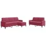 Three-piece velvet sofa set with red wine cushions by , Sofas - Ref: Foro24-3278405, Price: 516,46 €, Discount: %