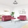 Three-piece velvet sofa set with red wine cushions by , Sofas - Ref: Foro24-3278405, Price: 516,46 €, Discount: %