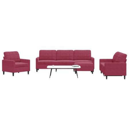 Juego de sofás con cojines 4 piezas terciopelo rojo tinto de , Sofás - Ref: Foro24-3278445, Precio: 716,16 €, Descuento: %