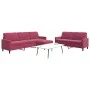 3-piece velvet burgundy sofa set with cushions by , Sofas - Ref: Foro24-3278485, Price: 552,70 €, Discount: %