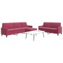 Juego de sofás con cojines 3 piezas terciopelo rojo tinto de , Sofás - Ref: Foro24-3278485, Precio: 561,48 €, Descuento: %