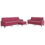 Juego de sofás con cojines 3 piezas terciopelo rojo tinto de , Sofás - Ref: Foro24-3278485, Precio: 561,48 €, Descuento: %