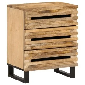 Mesita de noche de madera maciza de mango rugosa 50x34x62 cm de , Mesitas de noche - Ref: Foro24-377481, Precio: 90,58 €, Des...