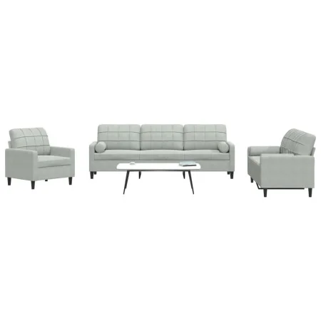 Dreiteiliges Sofaset mit Kissen aus hellgrauem Samt. von , Sofas - Ref: Foro24-3278451, Preis: 634,37 €, Rabatt: %