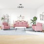 Juego de sofás con cojines 3 piezas terciopelo rosa de , Sofás - Ref: Foro24-3278374, Precio: 770,04 €, Descuento: %