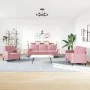 Set of sofas with 3 pink velvet cushions by , Sofas - Ref: Foro24-3278374, Price: 755,73 €, Discount: %