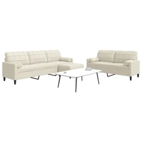 Juego de sofás con cojines 3 piezas terciopelo crema de , Sofás - Ref: Foro24-3278509, Precio: 635,79 €, Descuento: %