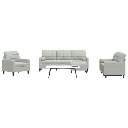 Juego de sofás con cojines 4 piezas terciopelo gris claro de , Sofás - Ref: Foro24-3278381, Precio: 648,58 €, Descuento: %