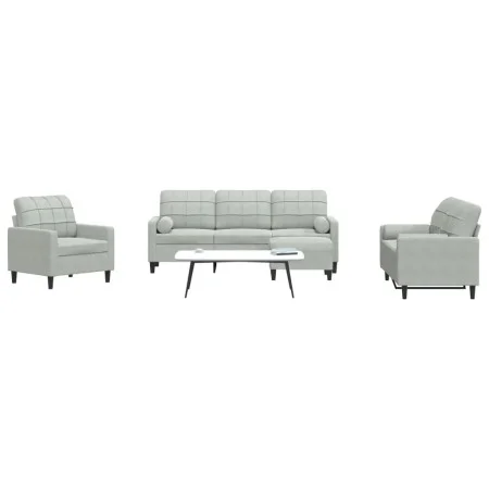 Set of sofas with 4 light gray velvet cushions by , Sofas - Ref: Foro24-3278381, Price: 660,96 €, Discount: %