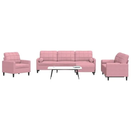 Juego de sofás con cojines 4 piezas terciopelo rosa de , Sofás - Ref: Foro24-3278464, Precio: 817,66 €, Descuento: %