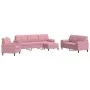Juego de sofás con cojines 4 piezas terciopelo rosa de , Sofás - Ref: Foro24-3278464, Precio: 817,66 €, Descuento: %